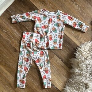 Kids Festive Pajama Set - Multicolor